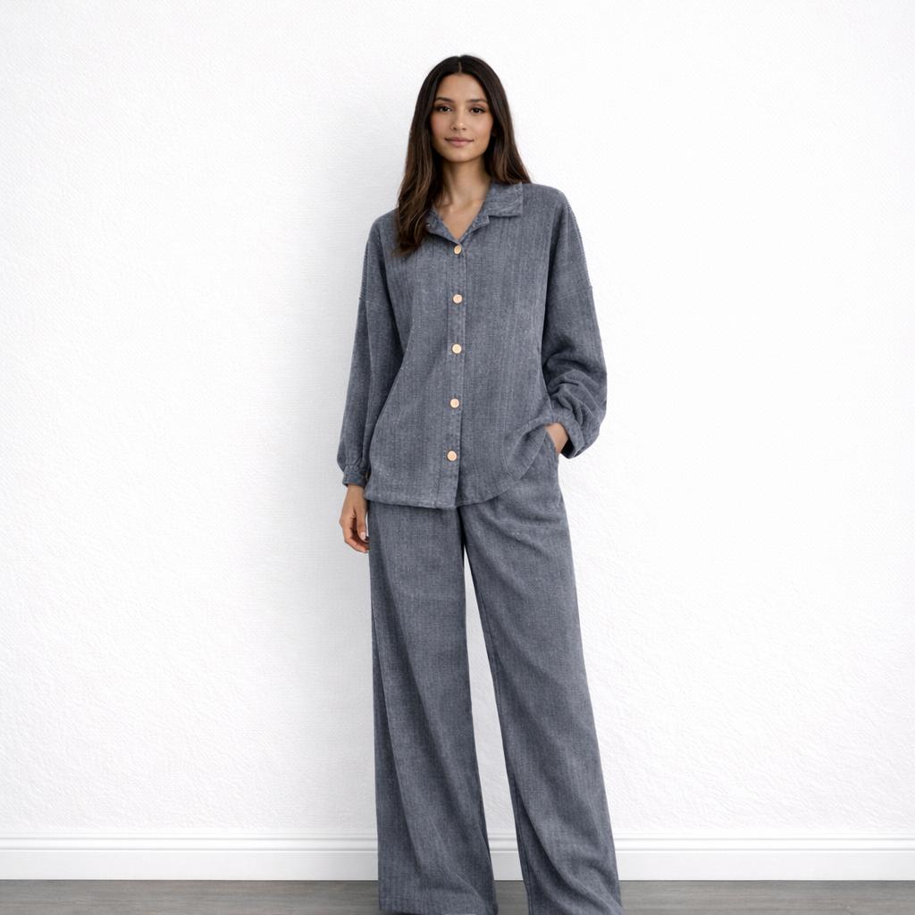 Textured Button Front Co-ord set