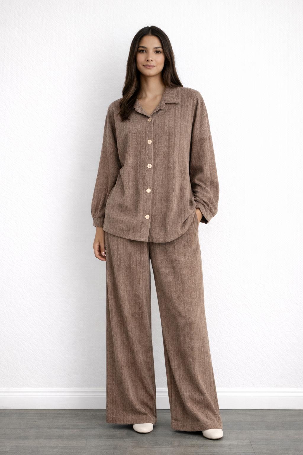 Textured Button Front Co-ord set